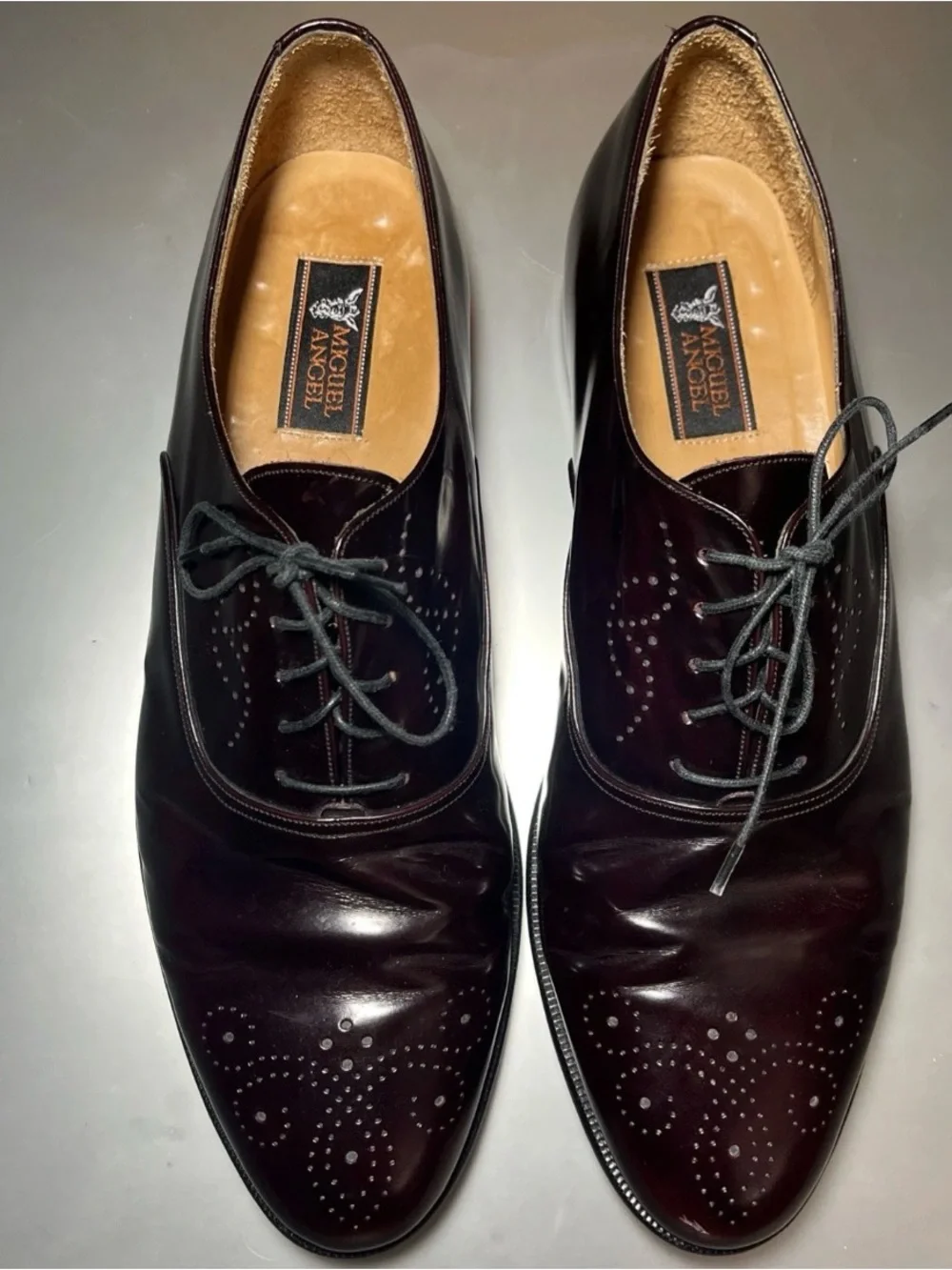 Miguel Angel Spain Mens burgundy Hand Made Leather Oxford Shoes Size 12M